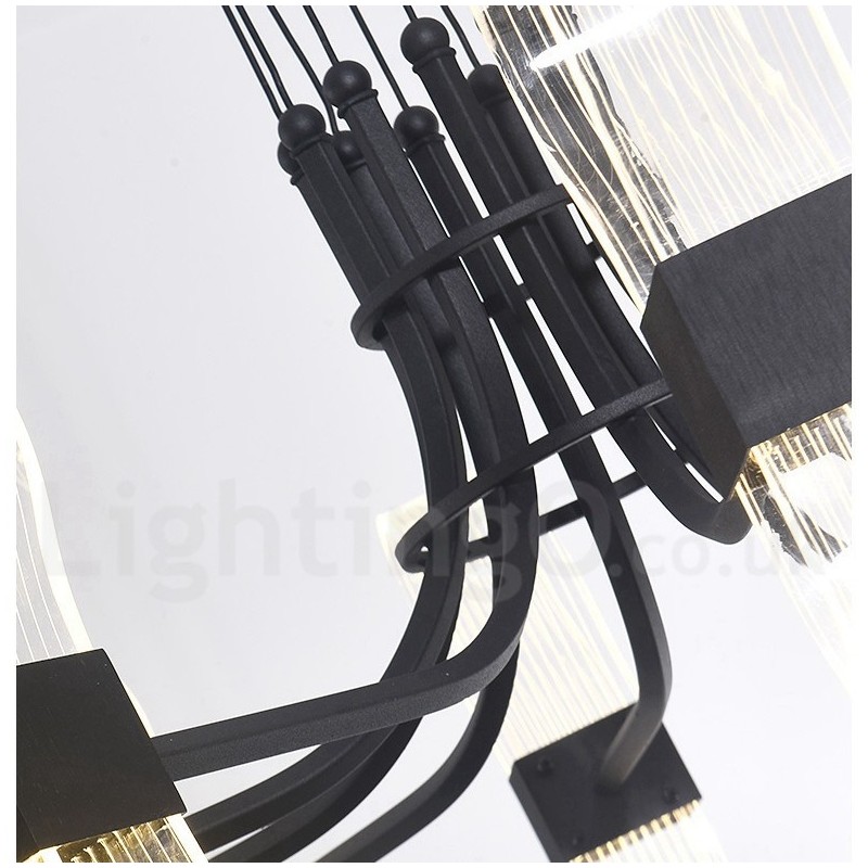 Lampadario nordico postmoderno a 6 luci con paralumi in acrilico, nero