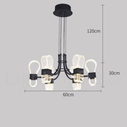 Lampadario nordico postmoderno a 6 luci con paralumi in acrilico, nero