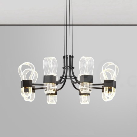Lampadario di design nordico postmoderno 2021 a 8 luci con paralumi in acrilico nero