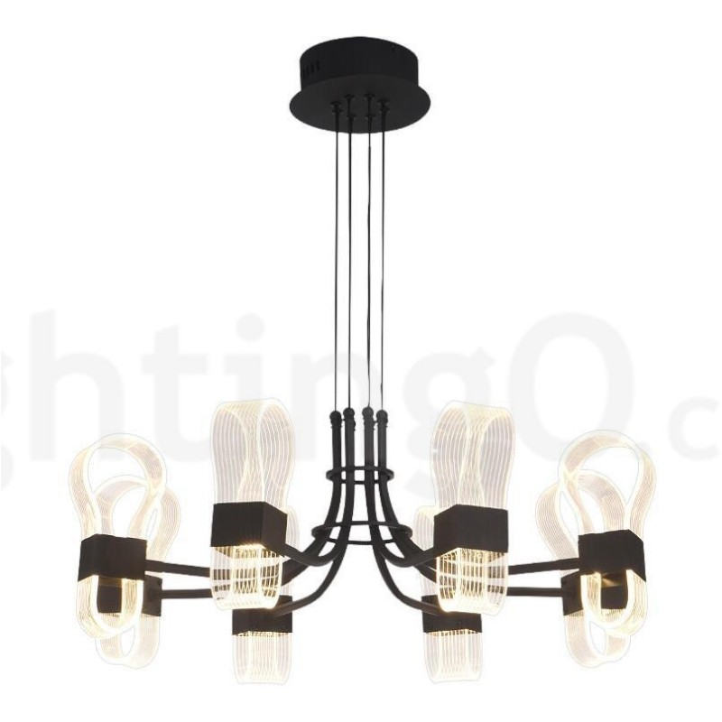 Lampadario di design nordico postmoderno 2021 a 8 luci con paralumi in acrilico nero