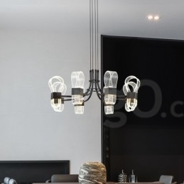 Lampadario di design nordico postmoderno 2021 a 8 luci con paralumi in acrilico nero