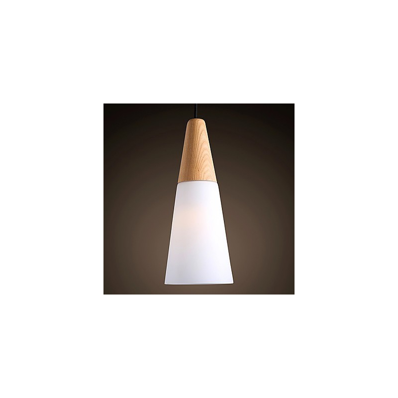 Lampadario mini moderno contemporaneo in legno e bambù 31 cm