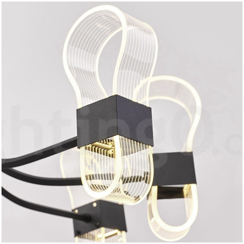 Lampadario di design nordico postmoderno 2021 a 8 luci con paralumi in acrilico nero