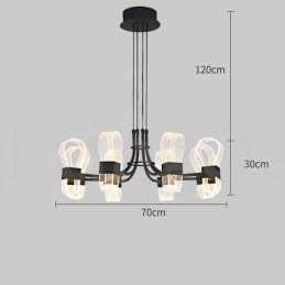 Lampadario di design nordico postmoderno 2021 a 8 luci con paralumi in acrilico nero