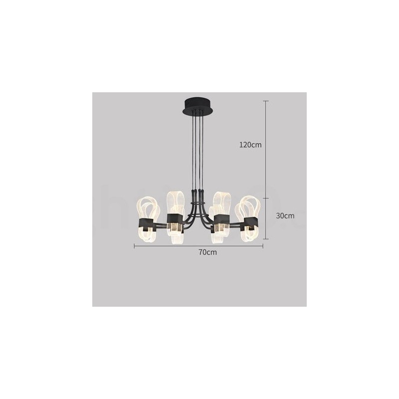 Lampadario di design nordico postmoderno 2021 a 8 luci con paralumi in acrilico nero