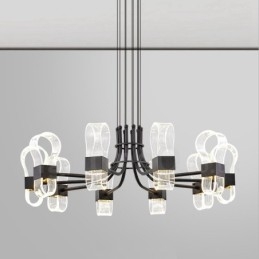 Lampadario di design nordico postmoderno 2021 a 10 luci con paralumi in acrilico nero