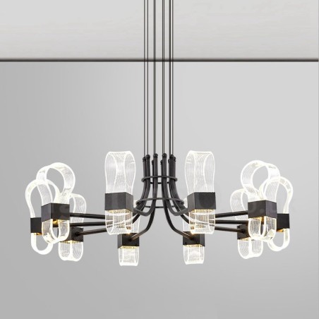 Lampadario di design nordico postmoderno 2021 a 10 luci con paralumi in acrilico nero