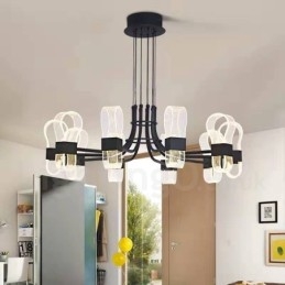 Lampadario di design nordico postmoderno 2021 a 10 luci con paralumi in acrilico nero