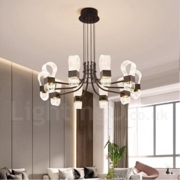Lampadario di design nordico postmoderno 2021 a 10 luci con paralumi in acrilico nero