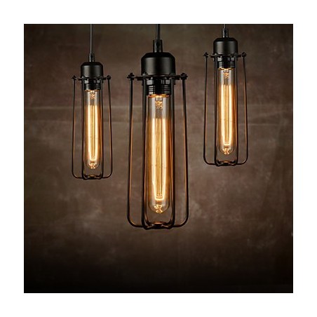 Lampadario mini in metallo stile rustico lodge retrò 3 luci E26/E27
