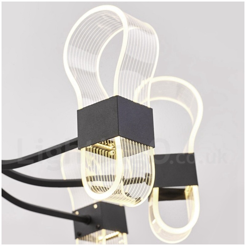 Lampadario di design nordico postmoderno 2021 a 10 luci con paralumi in acrilico nero