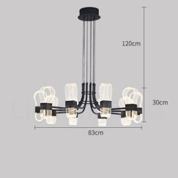 Lampadario di design nordico postmoderno 2021 a 10 luci con paralumi in acrilico nero