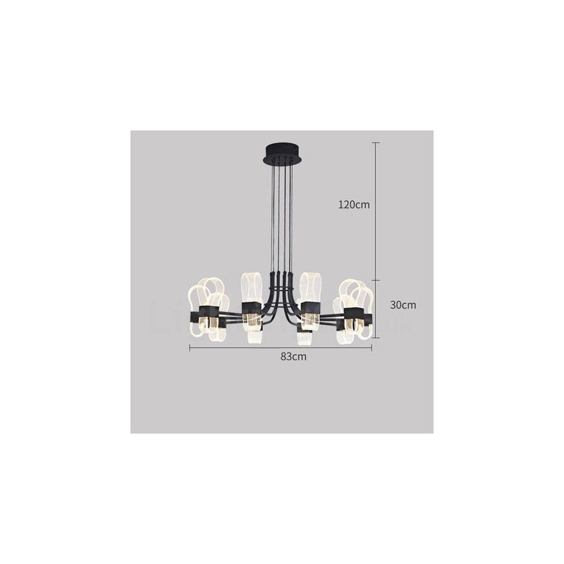 Lampadario di design nordico postmoderno 2021 a 10 luci con paralumi in acrilico nero
