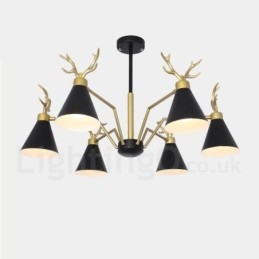 Applique da parete moderna nordica macaron a 6 luci con corna di cervo, oro