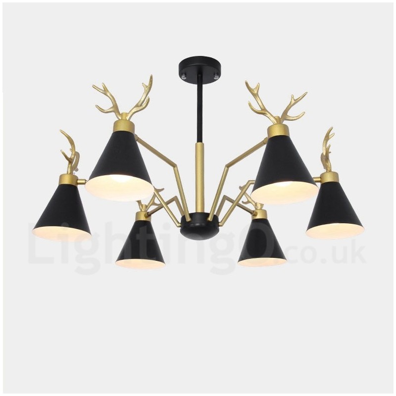 Applique da parete moderna nordica macaron a 6 luci con corna di cervo, oro