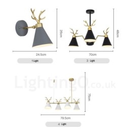 Applique da parete moderna nordica macaron a 6 luci con corna di cervo, oro
