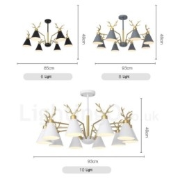 Applique da parete moderna nordica macaron a 6 luci con corna di cervo, oro