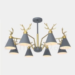 Applique da parete moderna a corna di cervo stile nordico macaron 8 luci E27 oro 93 cm