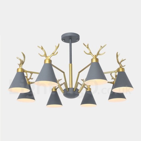 Applique da parete moderna a corna di cervo stile nordico macaron 8 luci E27 oro 93 cm