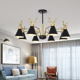 Applique da parete moderna a corna di cervo stile nordico macaron 8 luci E27 oro 93 cm