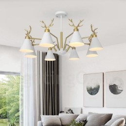 Applique da parete moderna a corna di cervo stile nordico macaron 8 luci E27 oro 93 cm