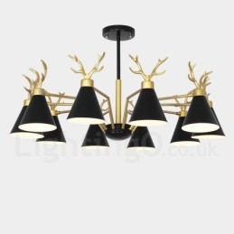 Applique da parete moderna 10 luci E27 corna di cervo stile nordico oro 93 cm