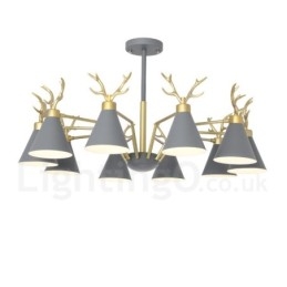 Applique da parete moderna 10 luci E27 corna di cervo stile nordico oro 93 cm