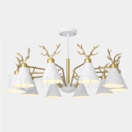 Applique da parete moderna 10 luci E27 corna di cervo stile nordico oro 93 cm