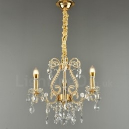 Lampadario a sospensione in cristallo stile americano argento e oro chiaro 3 luci E14