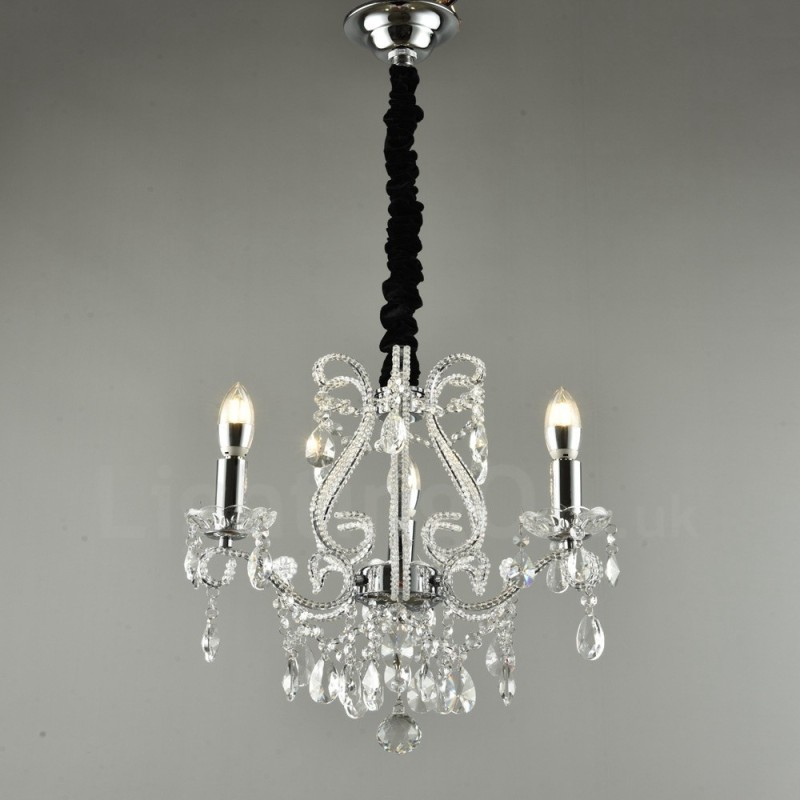 Lampadario a sospensione in cristallo stile americano argento e oro chiaro 3 luci E14
