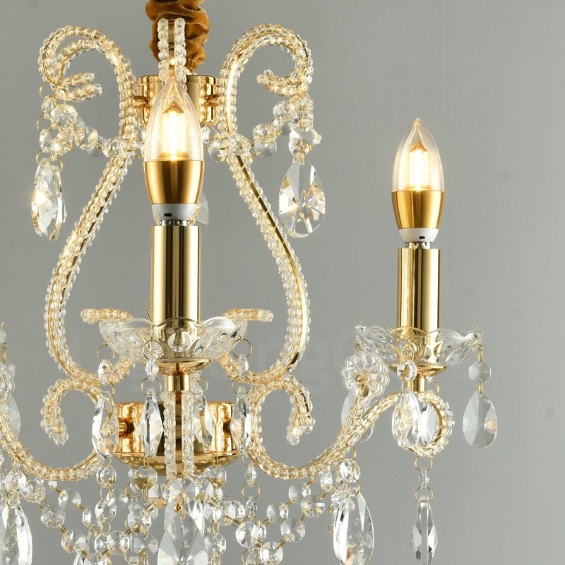 Lampadario a sospensione in cristallo stile americano argento e oro chiaro 3 luci E14