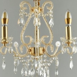 Lampadario a sospensione in cristallo stile americano argento e oro chiaro 3 luci E14
