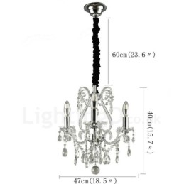 Lampadario a sospensione in cristallo stile americano argento e oro chiaro 3 luci E14