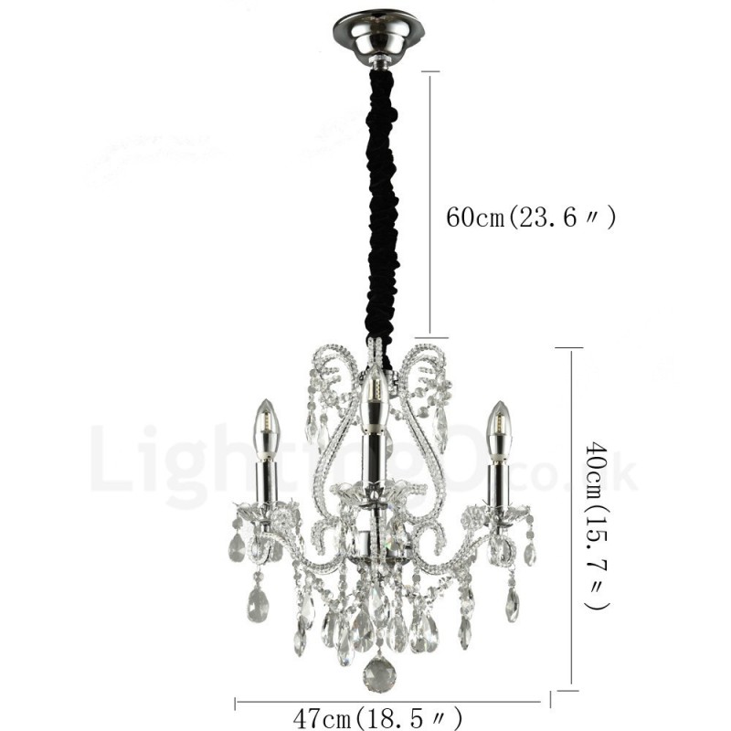 Lampadario a sospensione in cristallo stile americano argento e oro chiaro 3 luci E14