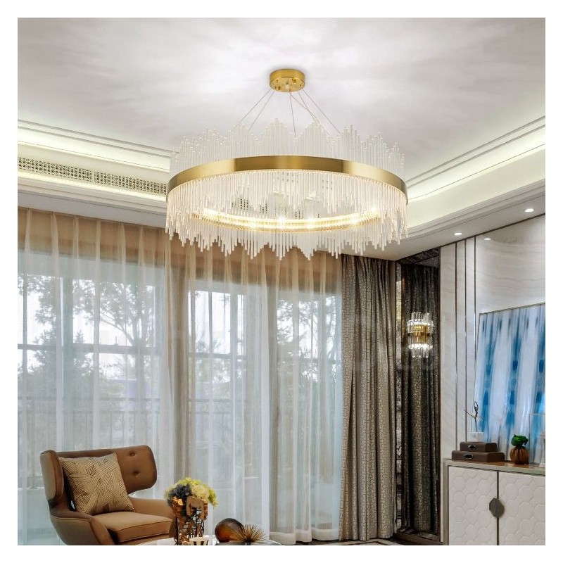 Lampadario rotondo in cristallo moderno contemporaneo diametro 50/60/80/100 cm