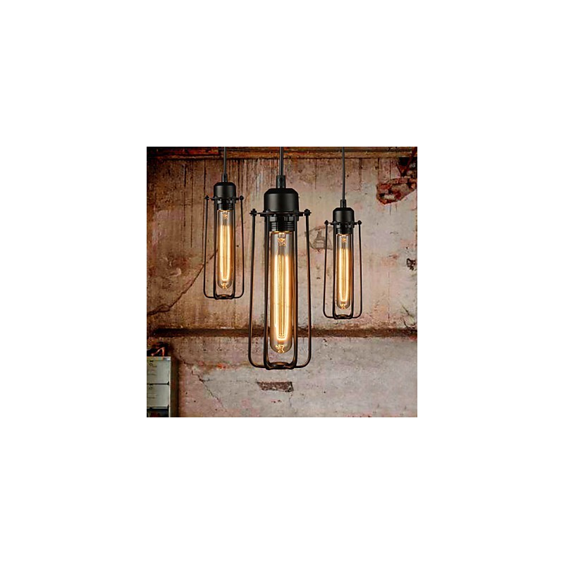 Lampadario mini in metallo stile rustico lodge retrò 3 luci E26/E27