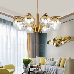 Lampadario moderno nordico oro e argento in vetro, attacco E27