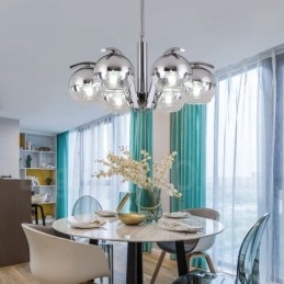 Lampadario moderno nordico oro e argento in vetro, attacco E27