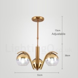 Lampadario moderno nordico oro e argento in vetro, attacco E27