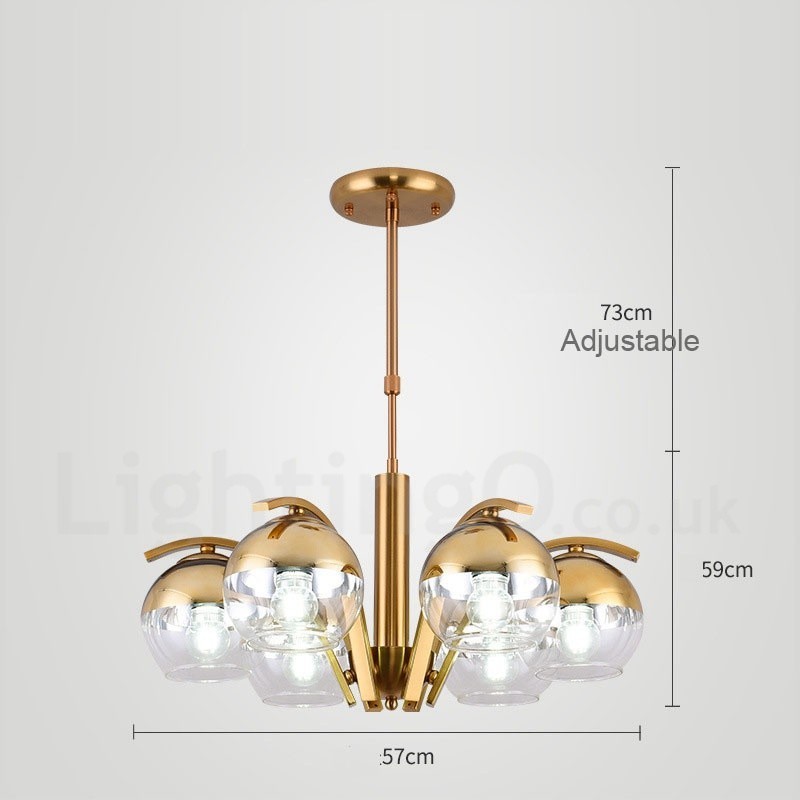 Lampadario moderno nordico oro e argento in vetro, attacco E27