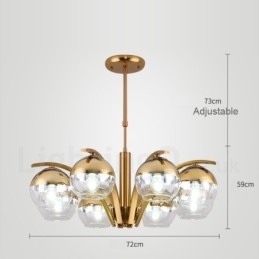 Lampadario moderno nordico oro e argento in vetro, attacco E27
