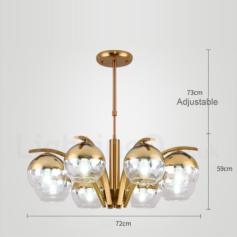 Lampadario moderno nordico oro e argento in vetro, attacco E27