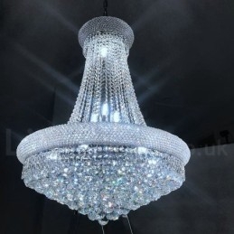 Lampadario classico in metallo e cristallo K9 rotondo a 2 livelli