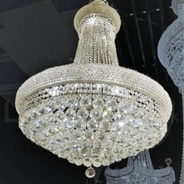 Lampadario classico in metallo e cristallo K9 rotondo a 2 livelli