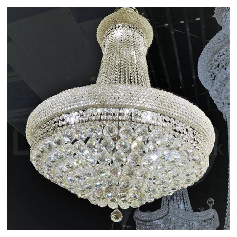 Lampadario classico in metallo e cristallo K9 rotondo a 2 livelli