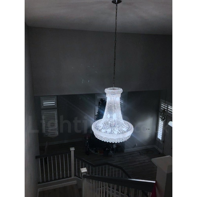 Lampadario classico in metallo e cristallo K9 rotondo a 2 livelli