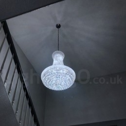Lampadario classico in metallo e cristallo K9 rotondo a 2 livelli