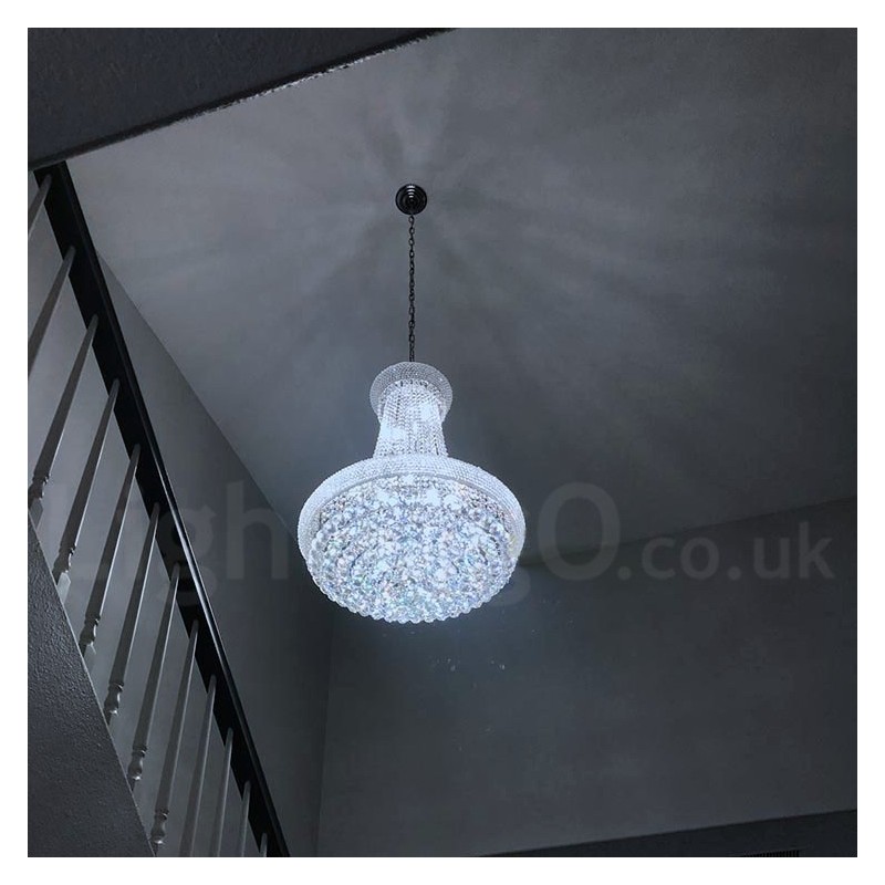 Lampadario classico in metallo e cristallo K9 rotondo a 2 livelli