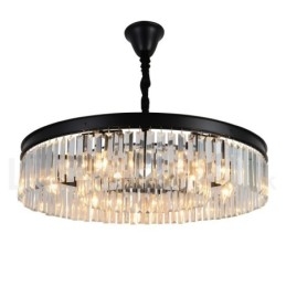 Lampadario a sospensione rotondo in cristallo K9 moderno, GU10, Ø50/75/95 cm, H 18 cm
