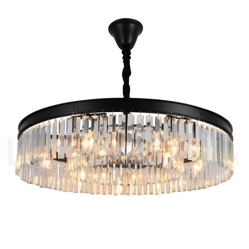 Lampadario a sospensione rotondo in cristallo K9 moderno, GU10, Ø50/75/95 cm, H 18 cm